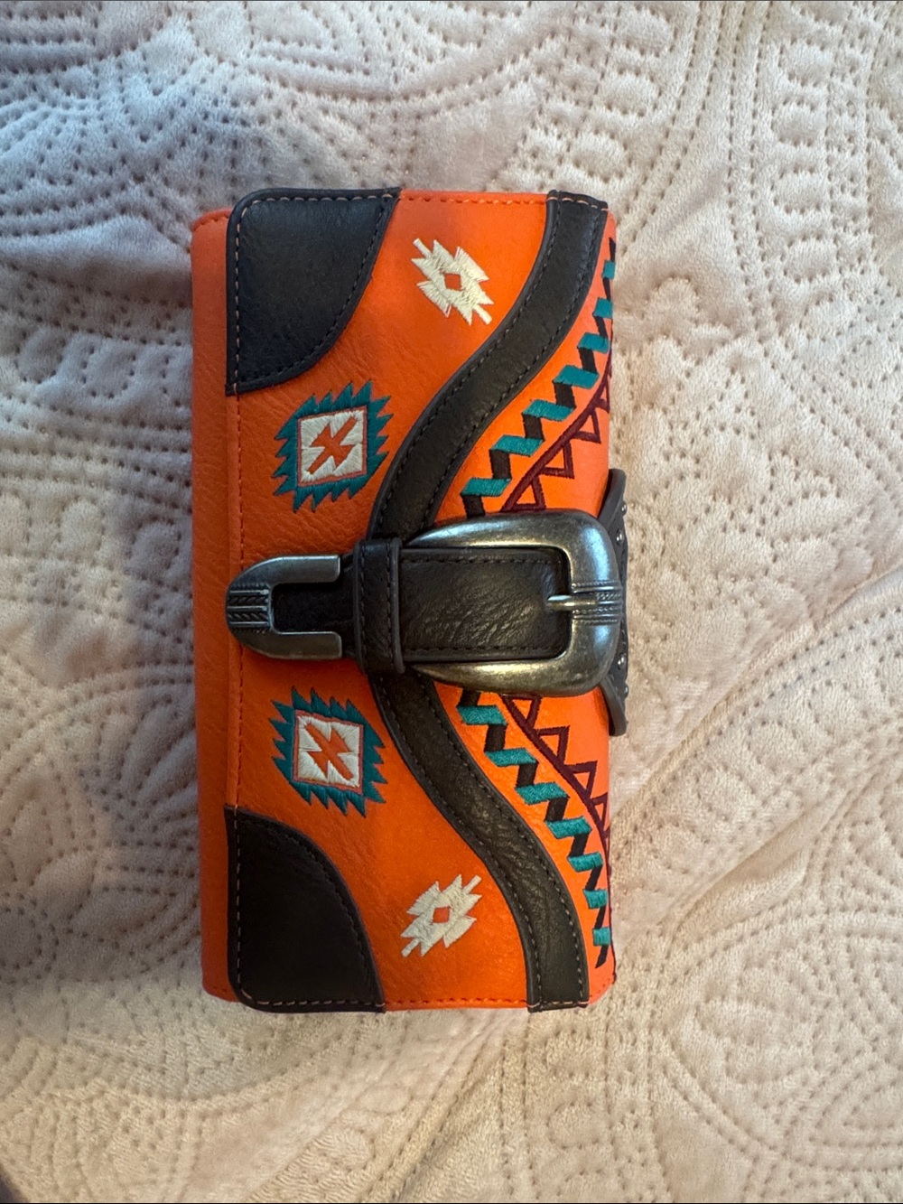 Orange Tribal Pattern Phone Wallet Case